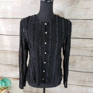 BLACK TOP WITH RHINESTONE BUTTONS - SMALL